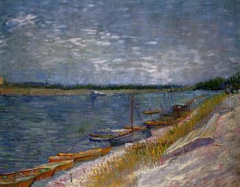 Vincent Van Gogh : View of a River with Rowing Boats